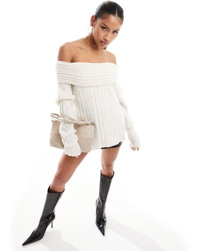 NA-KD X Paola Cossentino Off The Shoulder Jumper - White