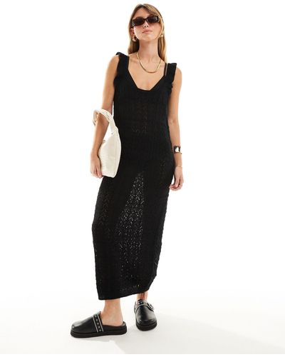 Vila Crochet Midaxi Dress - Black