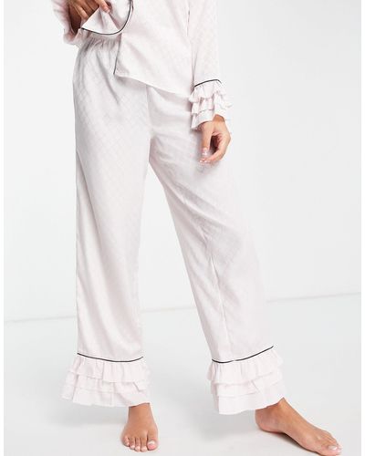 River Island Pantaloni del pigiama con fondo con volant - Rosa