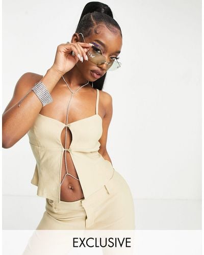 Motel Y2k Button Front Cut Out Cami Co-ord - Multicolor