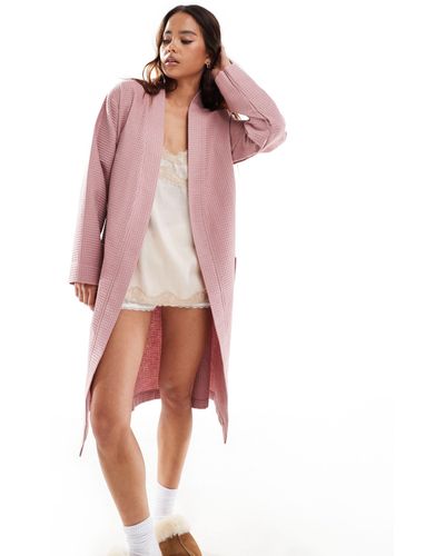 Loungeable Cotton Waffle Robe - Pink