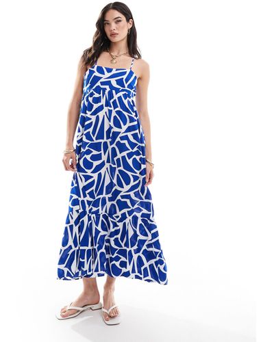 ONLY Strappy Tiered Maxi Dress - Blue