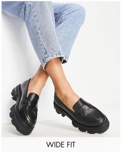 Simply Be Wide Fit - Loafers Met Dikke Zool - Blauw