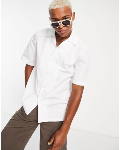 Ban.do Slinky Cotton Short Sleeve Revere Collar Shirt - White