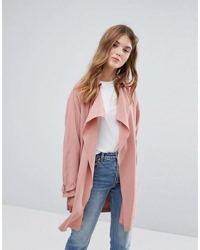 New Look Waterfall Lightweight Duster Coat - Pink
