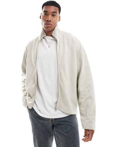ASOS Oversized Boxy Track Jersey Jacket - White