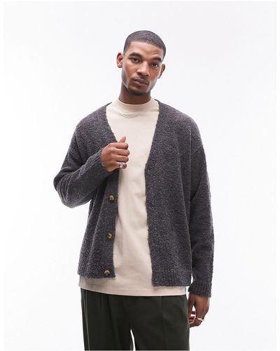 TOPMAN Boucle Cardigan - White