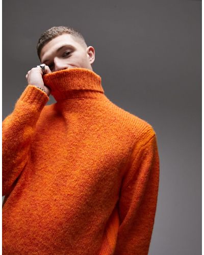 TOPMAN – rollkragenpullover mit space-dye-färbung - Orange