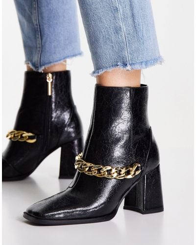 Miss Selfridge Boom Chain Ankle Boot - Black