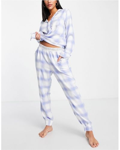 Hollister Co-ord Check Pajama Bottoms - Blue