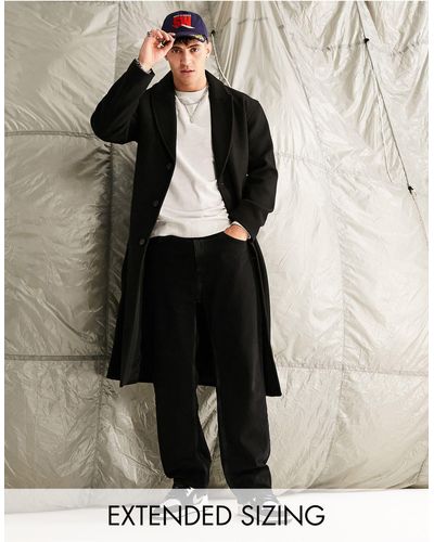 ASOS Relaxed Fit Wool Look Overcoat - Black
