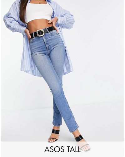 ASOS Asos Design Tall - 'sassy' Cigarette Jeans Met Hoge Taille - Blauw