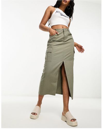 New Look Cargo Midi Skirt - Green