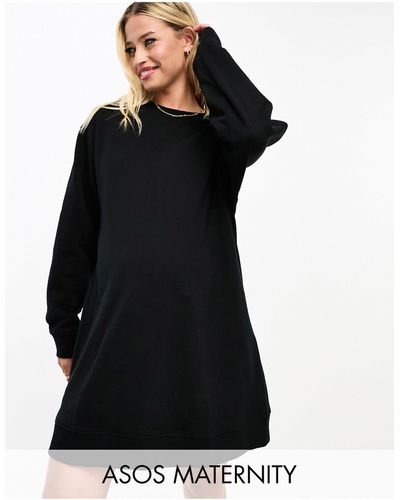 ASOS Asos Design Maternity - Oversized Mini Sweatshirtjurk - Zwart
