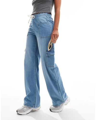 Vero Moda – weit geschnittene cargo-jeans - Blau