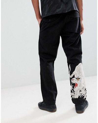 Maharishi Large Tiger Embroidery Snopants Trousers - Black