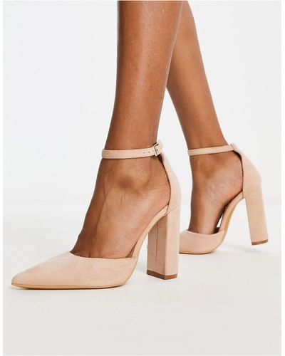 Truffle Collection Block Heel Shoes - Natural