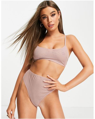 ASOS Mila - Gladmakende String Van Mesh Met Hoge Taille - Roze