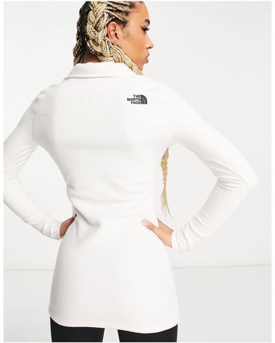 The North Face Glacier 1/4 Zip Fleece Dress With Neck Logo - White