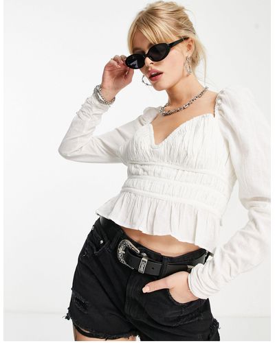 Free People Chloe Puff Sleeve Blouse - White