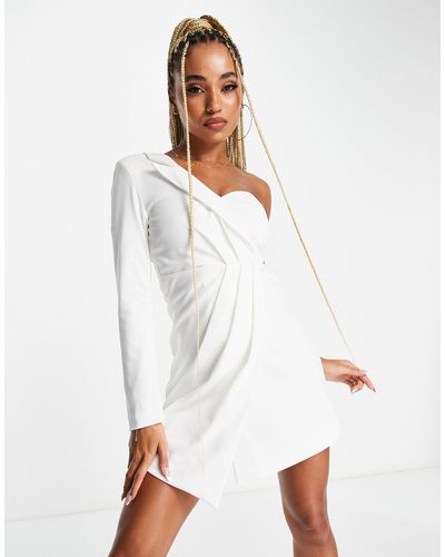 UNIQUE21 One Sleeve Blazer Dress - White