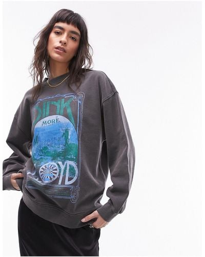 TOPSHOP Graphic Licence Pink Floyd Abstract Sweat - Blue