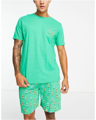 Brave Soul Nutcracker Short Pyjama Set - Green