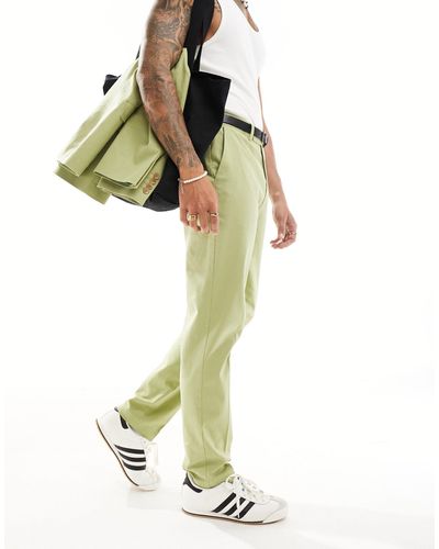 ASOS Slim With Linen Suit Trouser - Green