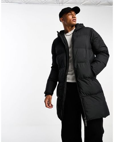 SELECTED Longline Puffer Jacket With Hood - Black