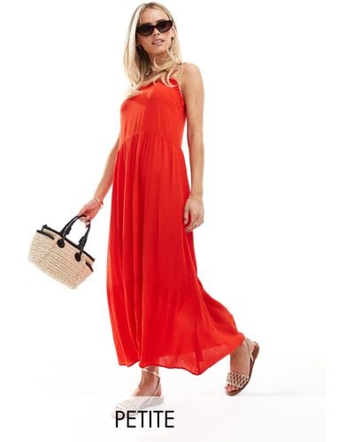 Miss Selfridge Cheesecloth Tie Maxi Sundress - Red