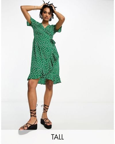 ONLY Frill Wrap Mini Dress - Green