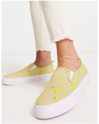 ASOS Dotty - scarpe di tela con stampa con limoni - Bianco
