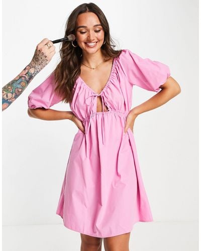 Vila Mini Dress With Cut Out - Pink