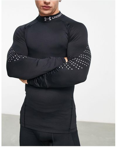 Under Armour Training Cold Gear Mock Neck Long Sleeve Relfective Top - Black