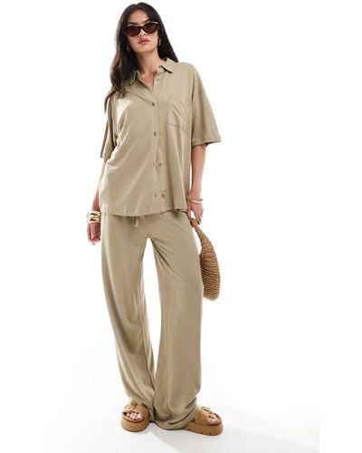 ASOS Low Rise Linen-look Trousers - Natural