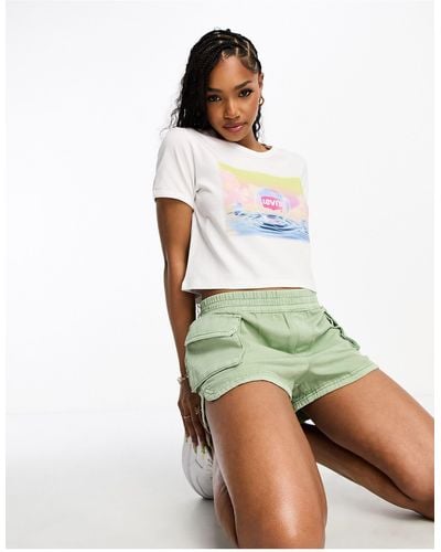 Levi's Homeroom Cropped T-shirt With Bubble Logo Graphic - Green