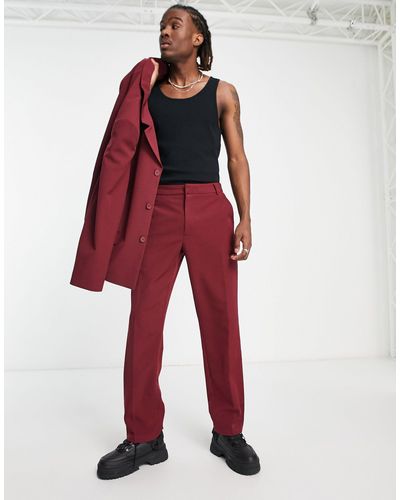 Collusion Straight Formal Trouser - Red