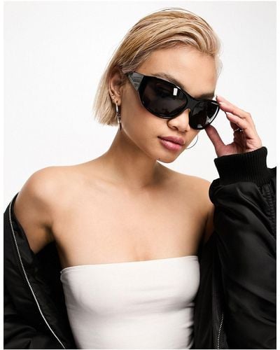 ASOS – oversize-sonnenbrille im 90er-stil mit wrap-around-fassung - Schwarz