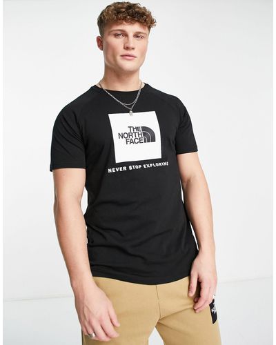 The North Face T-shirt à manches raglan avec logo carré rouge - Noir