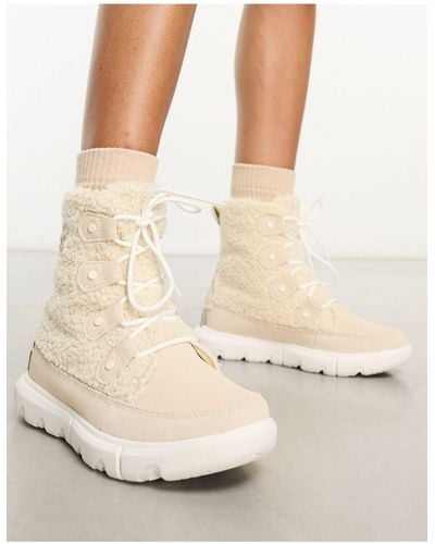 Sorel Explorer Next Joan Pull-tab Suede Ankle Boots - Natural