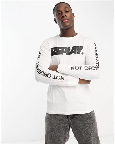 Replay – langärmliges shirt - Weiß