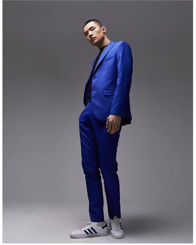 TOPMAN Premium Slim Suit Trousers - Blue