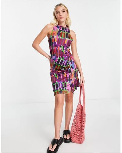 & Other Stories Halter Jersey Mini Dress - Multicolor