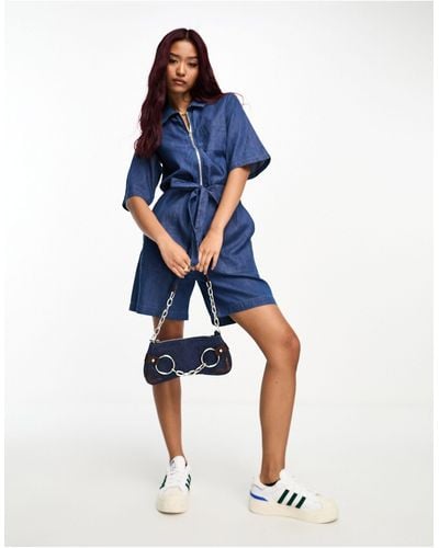 French Connection Belted Playsuit - Blue