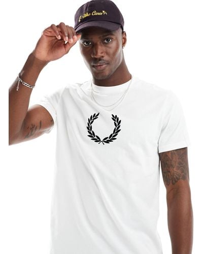 Fred Perry Flocked Laurel Wreath T-shirt - White