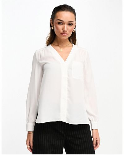 ASOS Long Sleeve Blouse With Pocket Detail - White