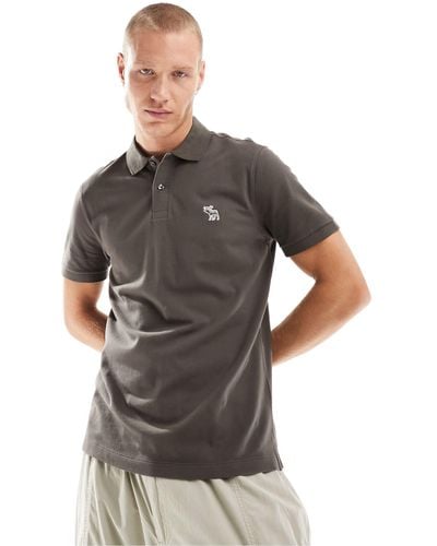 Abercrombie & Fitch Elevated Icon Logo Pique Polo - Grey