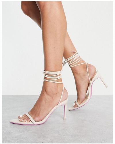 Bershka Strappy Butterfly Detail Tie Up Heel - White