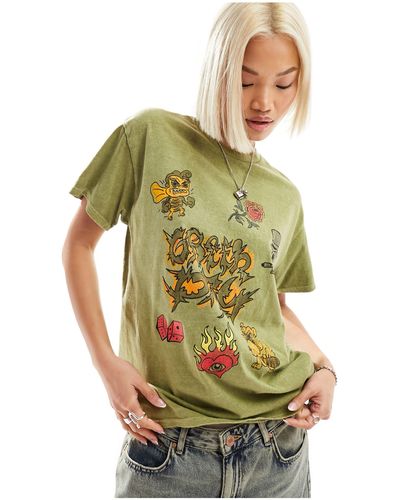 Daisy Street T-shirt oversize à motif green day - délavé - Vert