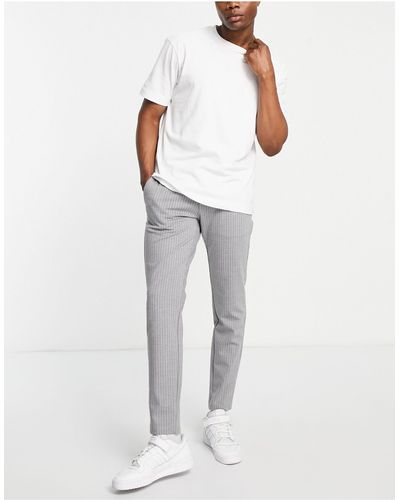 Only & Sons Pantalon élégant stretch à fines rayures - Blanc